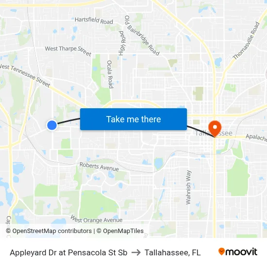 Appleyard Dr at Pensacola St Sb to Tallahassee, FL map