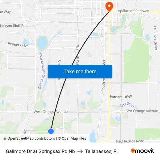 Galimore Dr at Springsax Rd Nb to Tallahassee, FL map