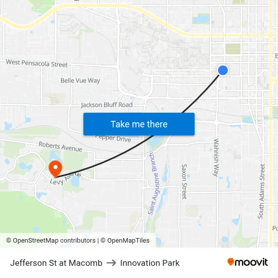 Jefferson St at Macomb to Innovation Park map