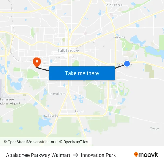 Apalachee Parkway Walmart to Innovation Park map