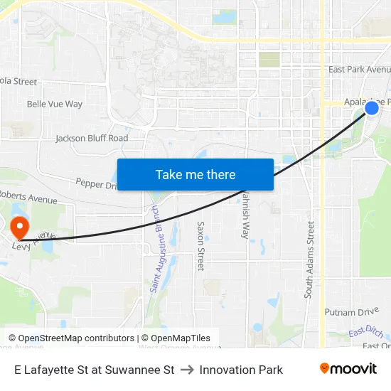 E Lafayette St at Suwannee St to Innovation Park map