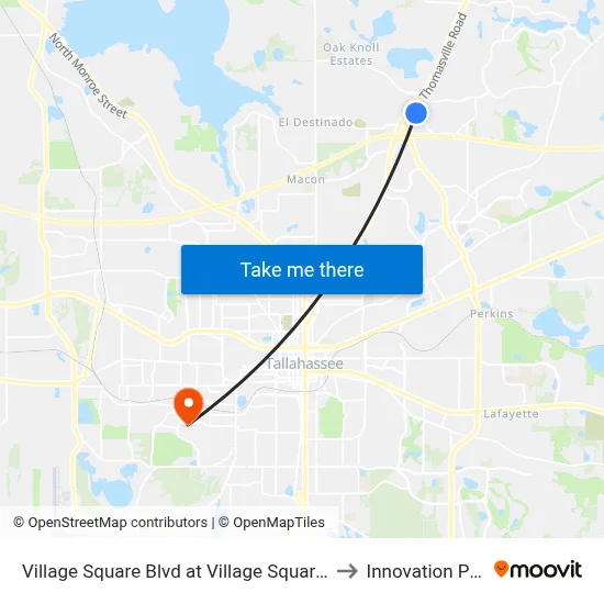 Village Square Blvd at Village Square Nb to Innovation Park map