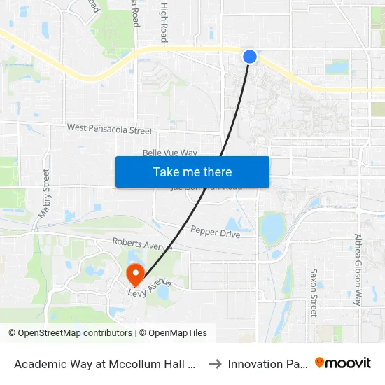 Academic Way at Mccollum Hall Wb to Innovation Park map