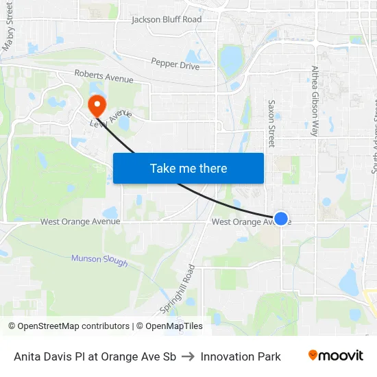 Anita Davis Pl at Orange Ave Sb to Innovation Park map