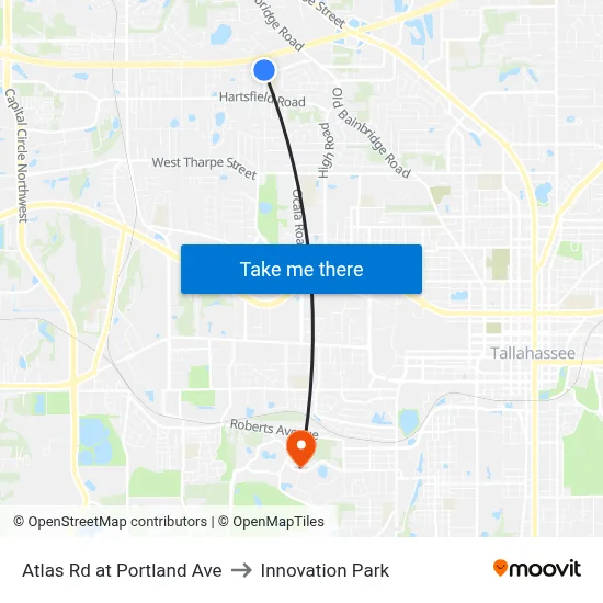 Atlas Rd at Portland Ave to Innovation Park map