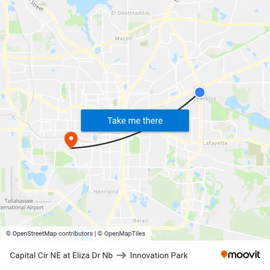 Capital Cir NE at Eliza Dr Nb to Innovation Park map