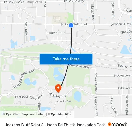 Jackson Bluff Rd at S Lipona Rd Eb to Innovation Park map