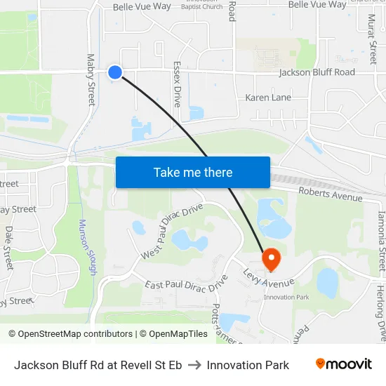Jackson Bluff Rd at Revell St Eb to Innovation Park map