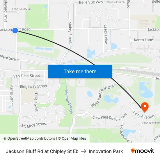 Jackson Bluff Rd at Chipley St Eb to Innovation Park map
