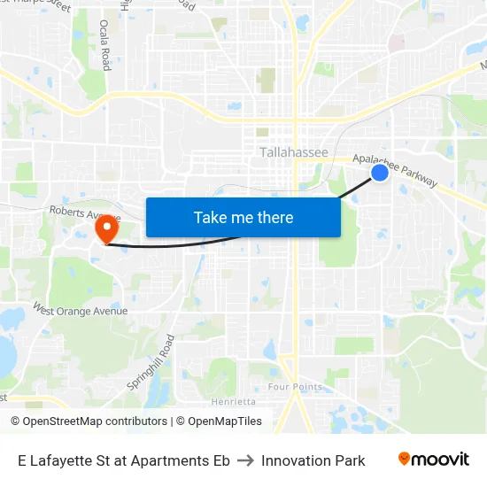 E Lafayette St at Apartments Eb to Innovation Park map
