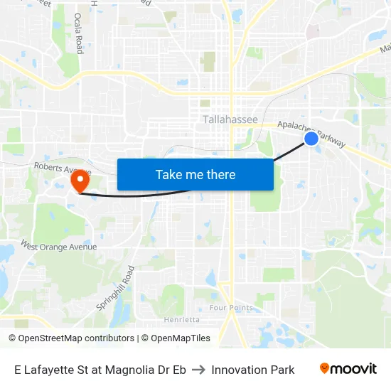 E Lafayette St at Magnolia Dr Eb to Innovation Park map
