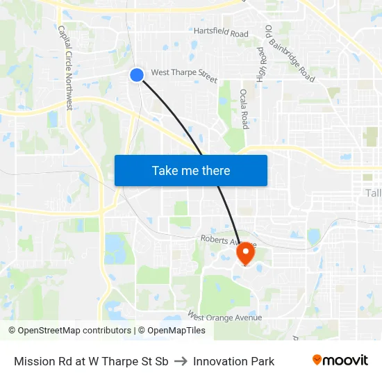 Mission Rd at W Tharpe St Sb to Innovation Park map