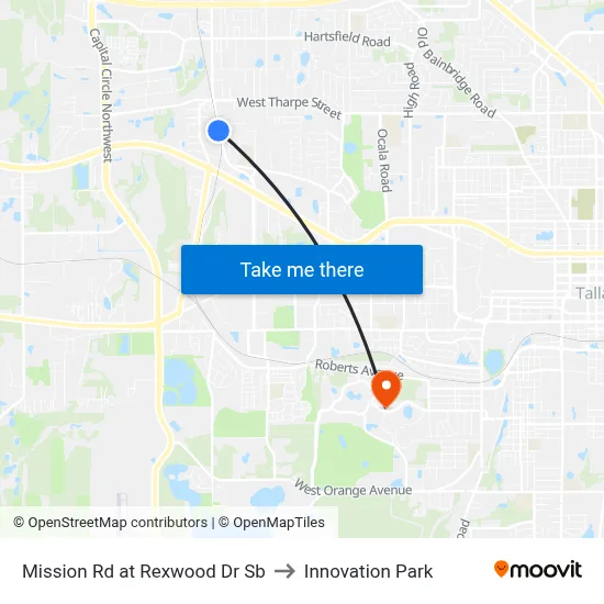 Mission Rd at Rexwood Dr Sb to Innovation Park map