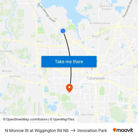 N Monroe St at Wiggington Rd Nb to Innovation Park map