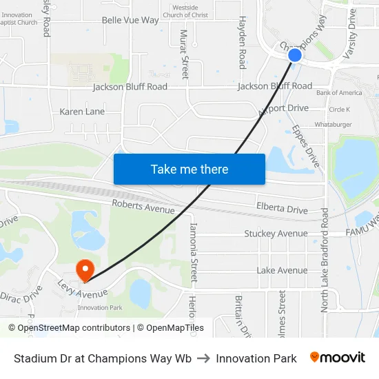 Stadium Dr at Champions Way Wb to Innovation Park map