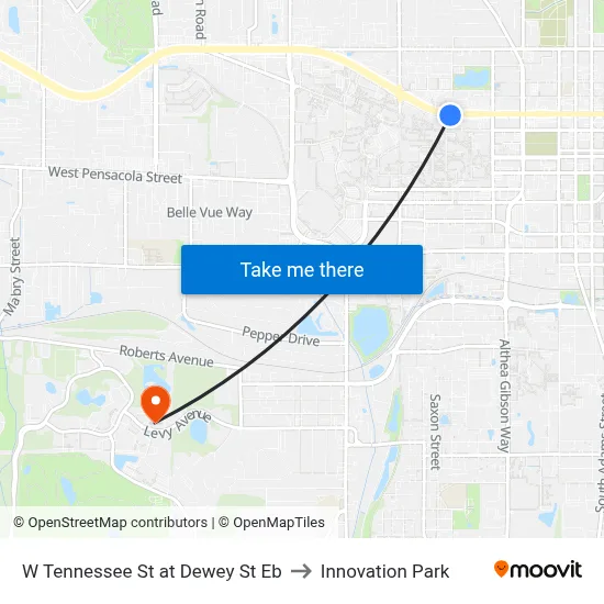 W Tennessee St at Dewey St Eb to Innovation Park map