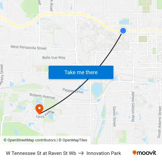 W Tennessee St at Raven St Wb to Innovation Park map