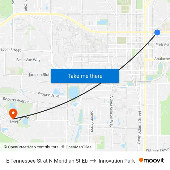 E Tennessee St at N Meridian St Eb to Innovation Park map