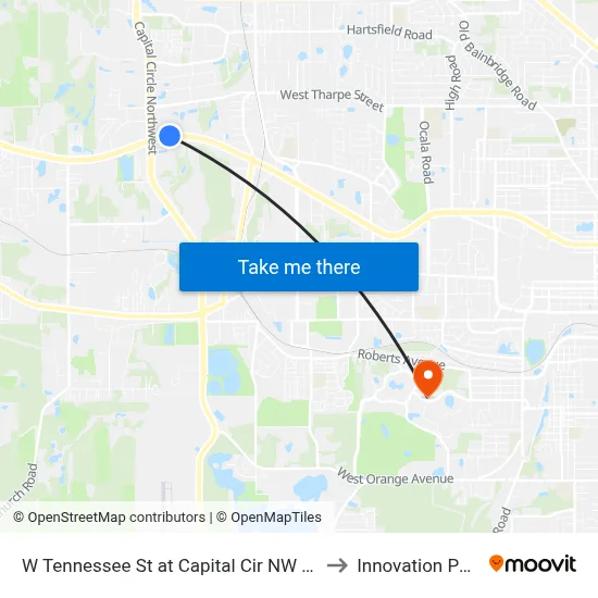 W Tennessee St at Capital Cir NW Wb to Innovation Park map