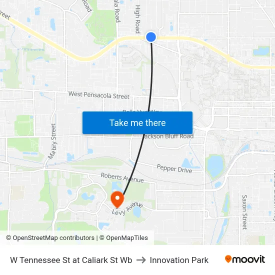 W Tennessee St at Caliark St Wb to Innovation Park map