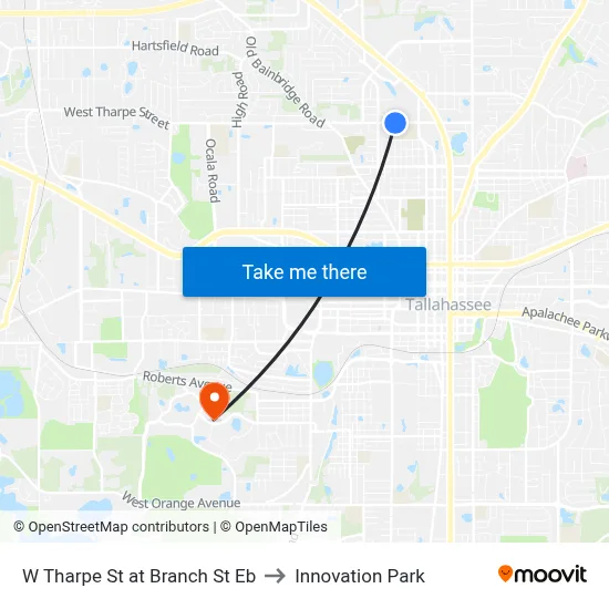 W Tharpe St at Branch St Eb to Innovation Park map
