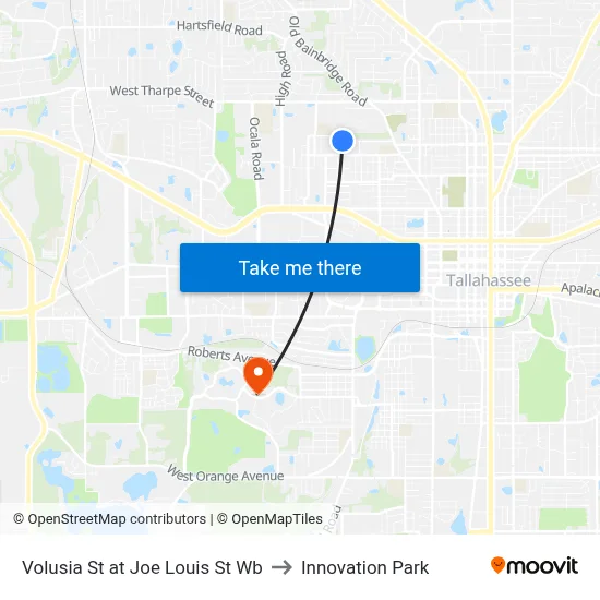 Volusia St at Joe Louis St Wb to Innovation Park map
