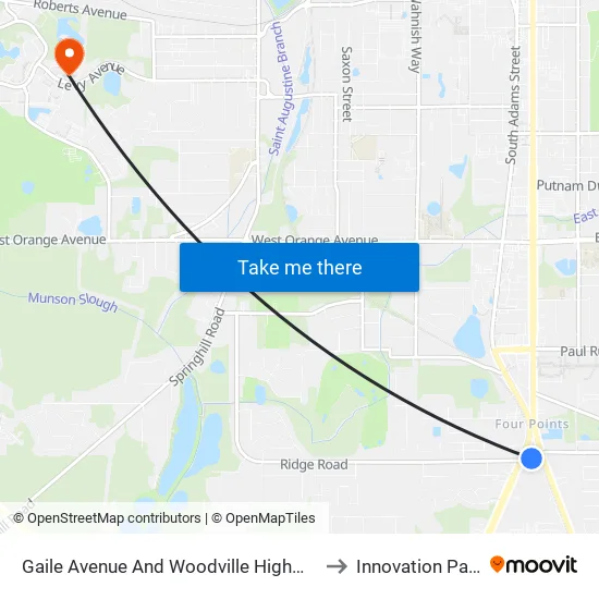 Gaile Avenue And Woodville Highway to Innovation Park map