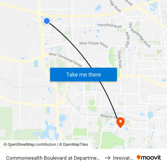 Commonwealth Boulevard at Department Of Environmental Protection to Innovation Park map