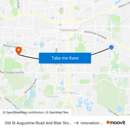 Old St Augustine Road And Blair Stone Road to Innovation Park map