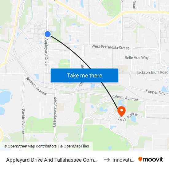 Appleyard Drive And Tallahassee Community College Crosswalk to Innovation Park map