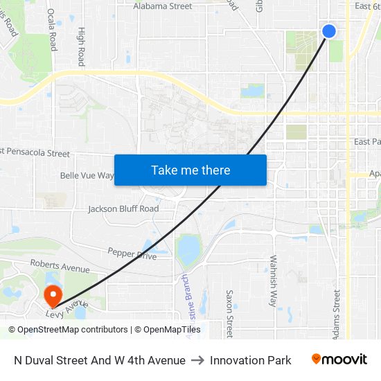 N Duval Street And W 4th Avenue to Innovation Park map