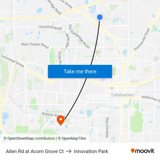 Allen Rd at Acorn Grove Ct to Innovation Park map