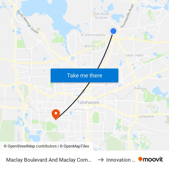 Maclay Boulevard And Maclay Commerce Drive to Innovation Park map