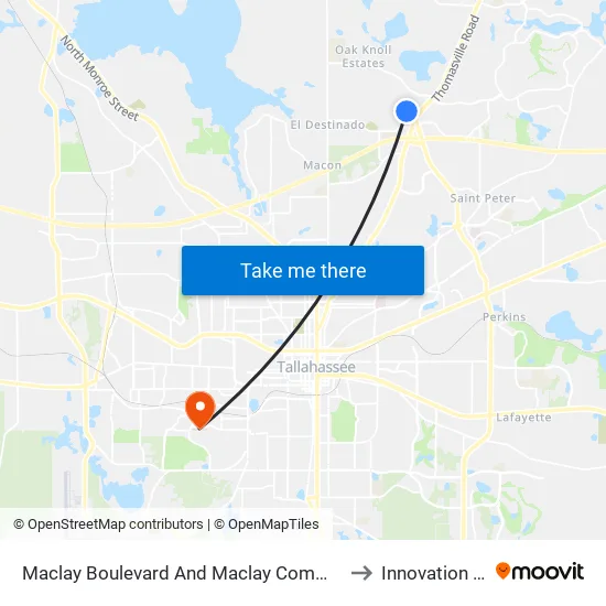 Maclay Boulevard And Maclay Commerce Drive to Innovation Park map