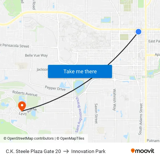 C.K. Steele Plaza Gate 20 to Innovation Park map