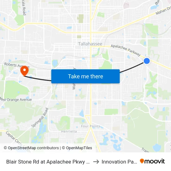 Blair Stone Rd at Apalachee Pkwy Sb to Innovation Park map