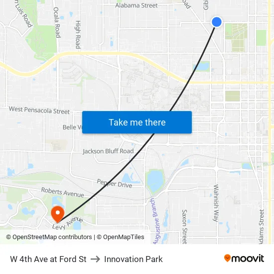 W 4th Ave at Ford St to Innovation Park map