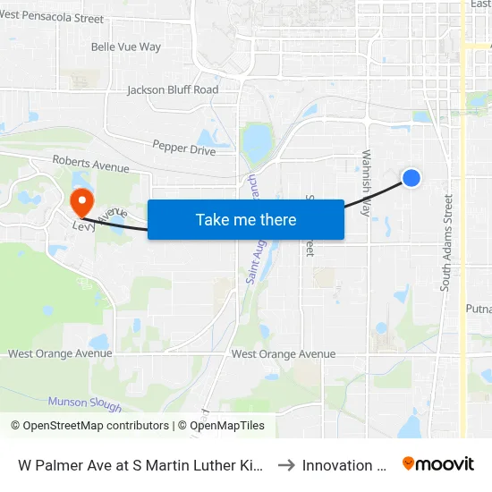W Palmer Ave at S Martin Luther King Blvd to Innovation Park map