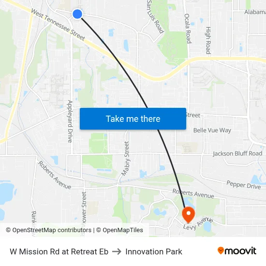 W Mission Rd at Retreat Eb to Innovation Park map
