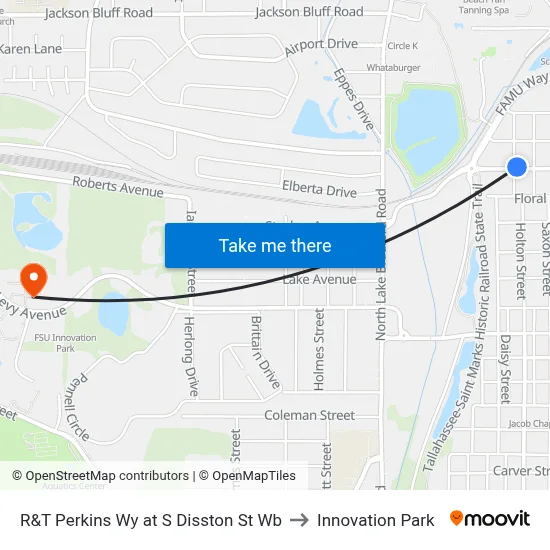 R&T Perkins Wy at S Disston St Wb to Innovation Park map