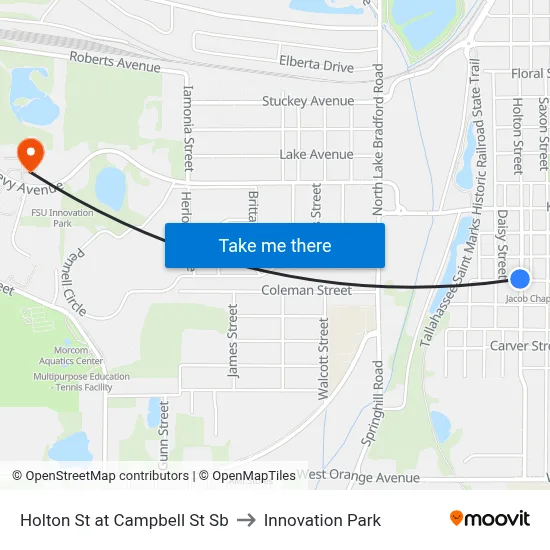 Holton St at Campbell St Sb to Innovation Park map