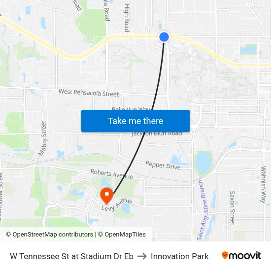 W Tennessee St at Stadium Dr Eb to Innovation Park map
