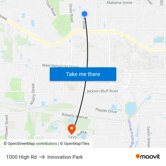 1000 High Rd to Innovation Park map