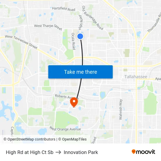 High Rd at High Ct Sb to Innovation Park map