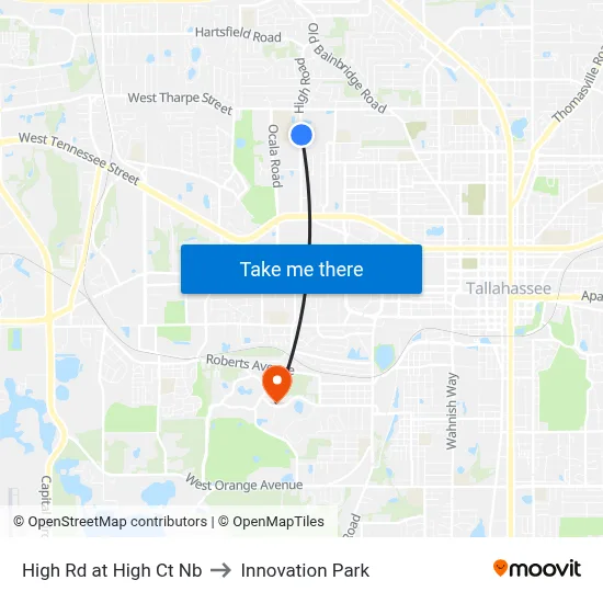 High Rd at High Ct Nb to Innovation Park map