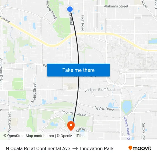 N Ocala Rd at Continental Ave to Innovation Park map