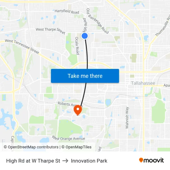 High Rd at W Tharpe St to Innovation Park map