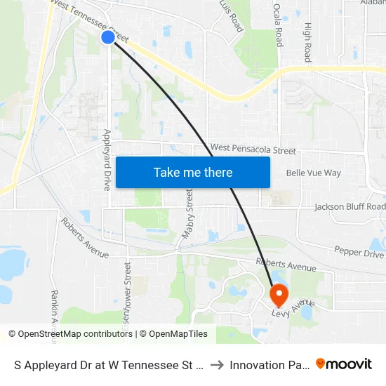 S Appleyard Dr at W Tennessee St Sb to Innovation Park map
