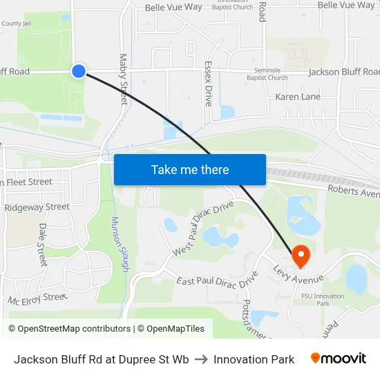 Jackson Bluff Rd at Dupree St Wb to Innovation Park map