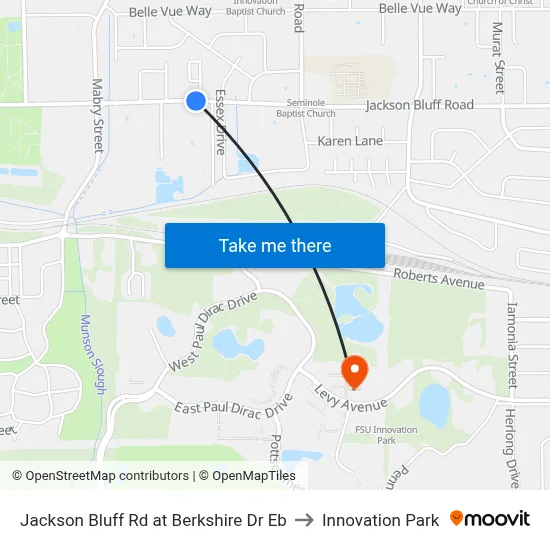 Jackson Bluff Rd at Berkshire Dr Eb to Innovation Park map